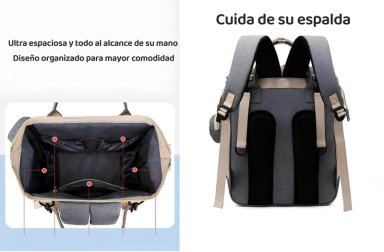 MOCHILA LUBABYCAS MATERNAL IMPERMEABLE CON ACCESORIOS GRIS - 7