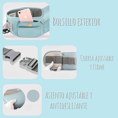 PORTABEBÉ LUBABYCAS ERGONÓMICO MULTIFUNCIONAL 3 EN 1 AZUL - 8