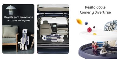 SILLA COMER LUBABYCAS MULTIPOSICIONES CON RUEDAS MIX AZUL - 5