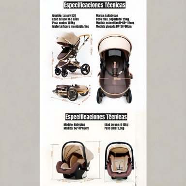 COCHE LUBABYCAS TRAVEL SYSTEM CON ACCESORIOS NEGRO - 3