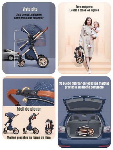 COCHE LUBABYCAS DELUXE CON SILLA NIDO Y ACCESORIOS NEGRO - 4