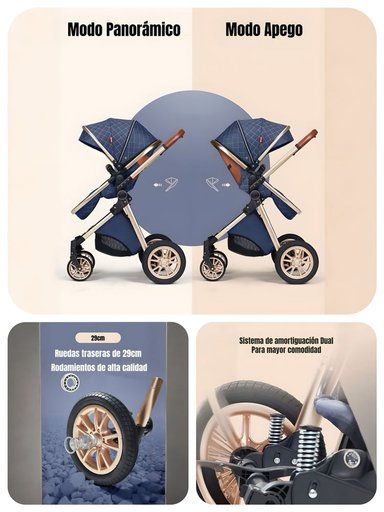 COCHE LUBABYCAS DELUXE CON SILLA NIDO Y ACCESORIOS NEGRO - 5