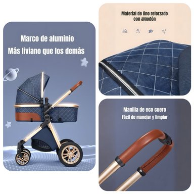 COCHE LUBABYCAS DELUXE CON SILLA NIDO Y ACCESORIOS NEGRO - 6