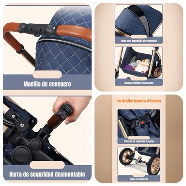 COCHE LUBABYCAS DELUXE CON SILLA NIDO Y ACCESORIOS NEGRO - 7