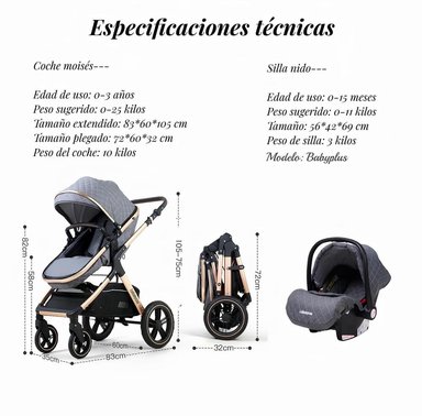 COCHE CUNA LUBABYCAS CON SILLA NIDO Y ACCESORIOS ROSADO - 8