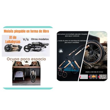COCHE CUNA LUBABYCAS CON SILLA NIDO Y ACCESORIOS NEGRO - 5