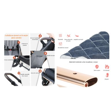 COCHE CUNA LUBABYCAS CON SILLA NIDO Y ACCESORIOS NEGRO - 7