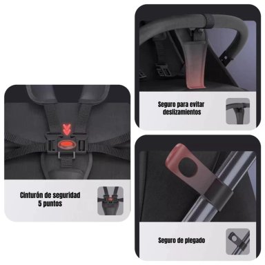 COCHE DE PASEO COMPACTO CON ACCESORIOS LUBABYCAS ROJO - 6
