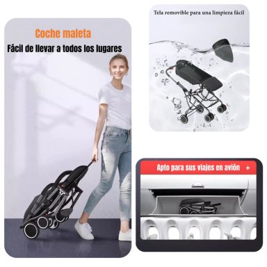 COCHE PASEO LUBABYCAS COMPACTO CON ACCESORIOS BLACK NEGRO - 4
