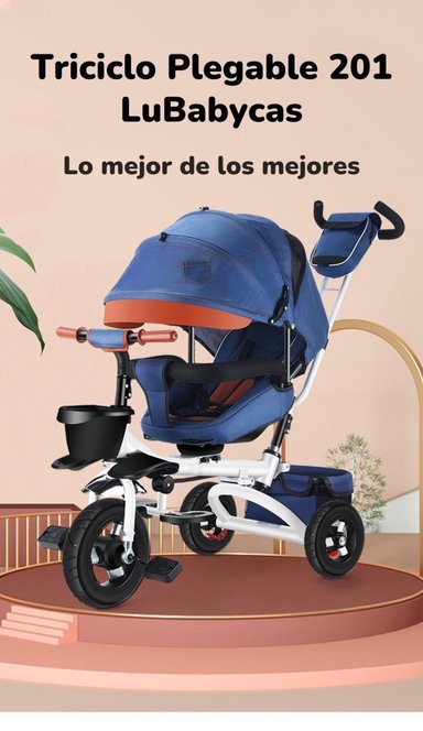 TRICICLO REVERSIBLE Y PLEGABLE CON ACCESORIOS AZUL LUBABYCAS - 2