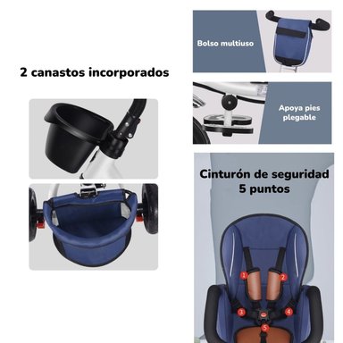 TRICICLO REVERSIBLE Y PLEGABLE CON ACCESORIOS AZUL LUBABYCAS - 5