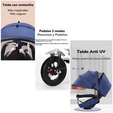 TRICICLO REVERSIBLE Y PLEGABLE CON ACCESORIOS AZUL LUBABYCAS - 6