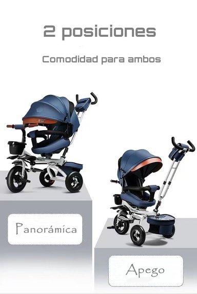 TRICICLO REVERSIBLE Y PLEGABLE CON ACCESORIOS GRIS LUBABYCAS - 3