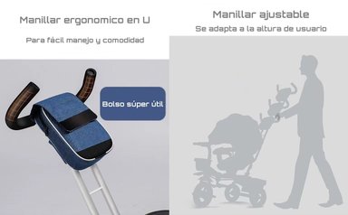 TRICICLO REVERSIBLE Y PLEGABLE CON ACCESORIOS GRIS LUBABYCAS - 7
