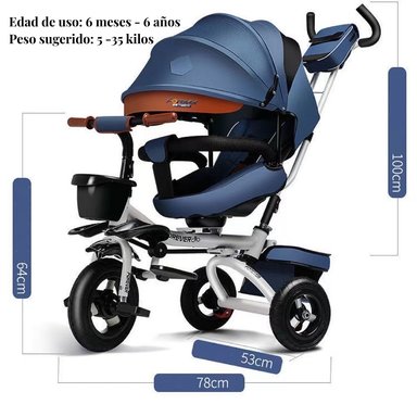 TRICICLO REVERSIBLE Y PLEGABLE CON ACCESORIOS GRIS LUBABYCAS - 8