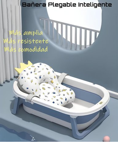 BAÑERA LUBABYCAS PLEGABLE CON TERMÓMETRO COJIN Y MÁS ACCESORIOS ROSADO - 3