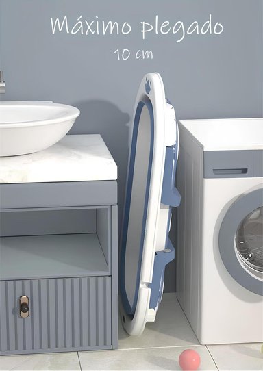 BAÑERA PLEGABLE CON TERMOMETRO, COJIN Y MAS ACCESORIOS AZUL - 6