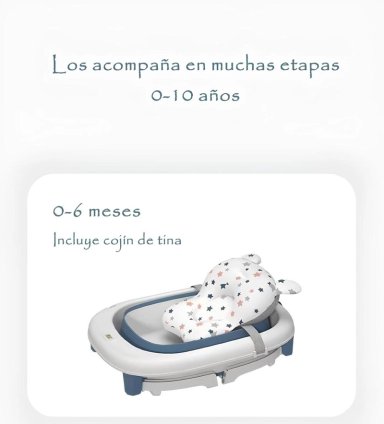 BAÑERA LUBABYCAS CON COJIN TERMÓMETRO Y MÁS ACCESORIOS AZUL - 3