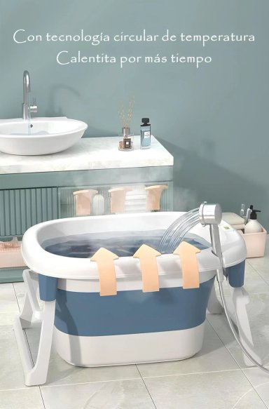 BAÑERA LUBABYCAS CON COJIN TERMÓMETRO Y MÁS ACCESORIOS AZUL - 8
