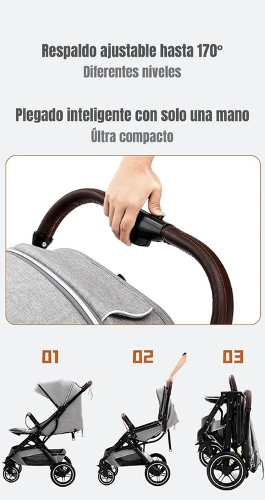 COCHE PASEO LUBABYCAS CON CUBRE PIES GRIS - 4