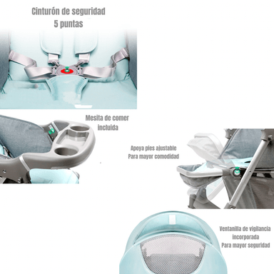 COCHE PASEO LUBABYCAS REVERSIBLE RUBIK ROSADO - 6