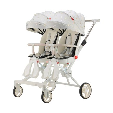 COCHE DOBLE CON MESITA DE COMER RECLINABLE BLANCO LUBABYCAS - 1