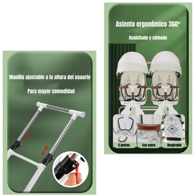 COCHE DOBLE CON MESITA DE COMER RECLINABLE BLANCO LUBABYCAS - 4