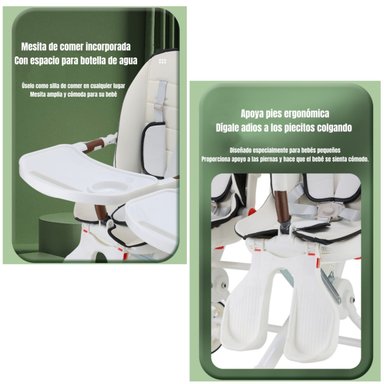 COCHE DOBLE CON MESITA DE COMER RECLINABLE BLANCO LUBABYCAS - 5