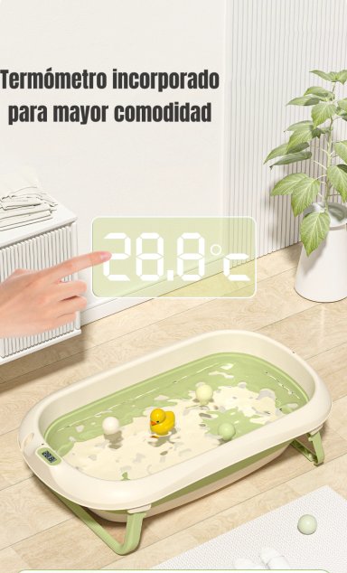 BAÑERA LUBABYCAS CON TERMÓMETRO COJÍN PREMIUM ROSADO - 3