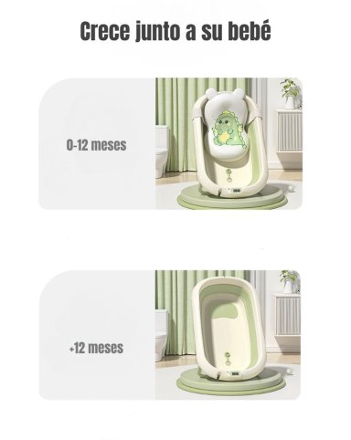 BAÑERA LUBABYCAS CON TERMÓMETRO COJÍN PREMIUM VERDE - 6
