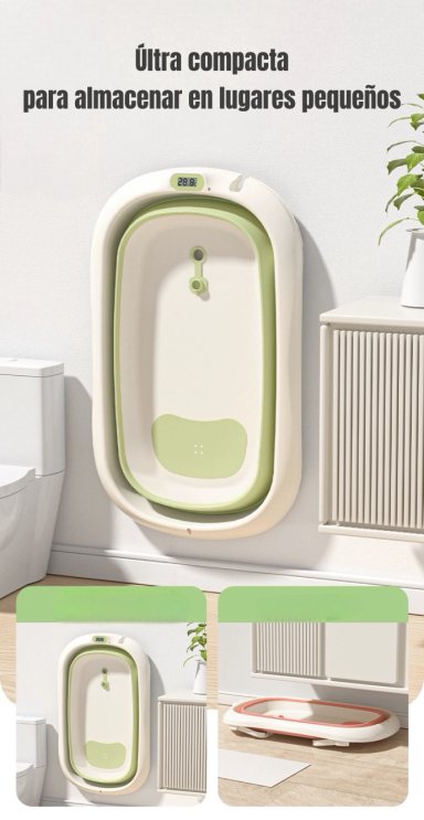 BAÑERA LUBABYCAS CON TERMÓMETRO COJÍN PREMIUM VERDE - 7