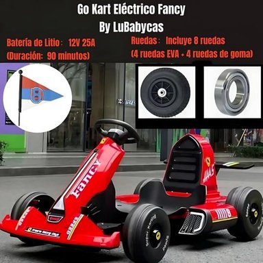 GO KART AUTO ELE CTRICO 12V25A ROJO CON CONTROL LUBABYCAS - 2