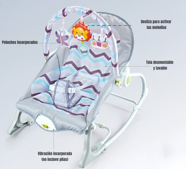 SILLA LUBABYCAS NIDO MECEDORA CON VIBRACIÓN Y MELODÍA ROSADO - 4
