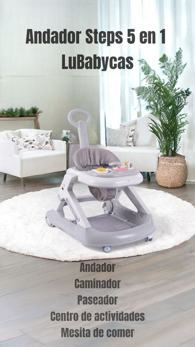 ANDADOR CAMINADOR LUBABYCAS 5 EN 1 CON APOYA PIES ROSADO - 2