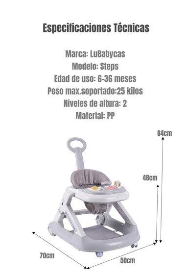 ANDADOR CAMINADOR LUBABYCAS 5 EN 1 CON APOYA PIES ROSADO - 8