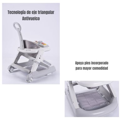 ANDADOR CAMINADOR LUBABYCAS 5 EN 1 CON APOYA PIES GRIS - 6