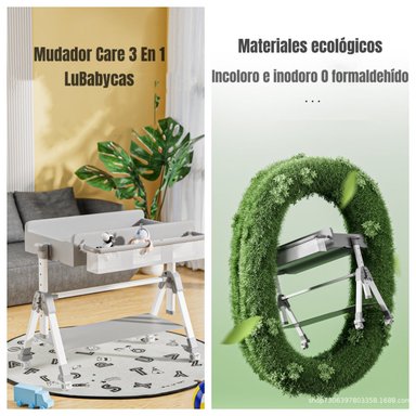 MUDADOR DE PAÑALES PLEGABLE 3 EN 1 LUBABYCAS GRIS - 2