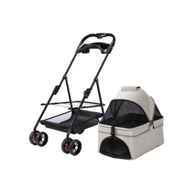 COCHE ACERO PERROS GATOS LUBABYCAS GRIS 2 EN 1 - 1