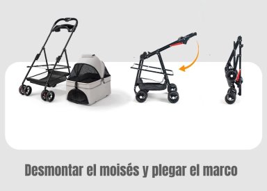 COCHE ACERO PERROS GATOS LUBABYCAS GRIS 2 EN 1 - 4