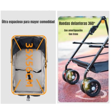 COCHE ACERO PERROS GATOS LUBABYCAS GRIS 2 EN 1 - 6