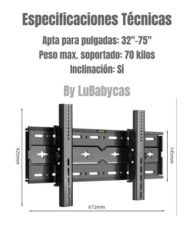 SOPORTE TV RECLINABLE CON NIVEL 32' A 75' BY LUBABYCAS - 8
