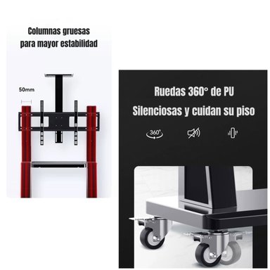 SOPORTE TV RACK PEDESTAL 32” 75” CON RUEDAS BY LUBABYCAS - 6