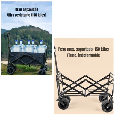 CARRITO LUBABYCAS PARA COMPRAS Y CAMPING CON FRENOS NEGRO 52 X 16 CM - 3