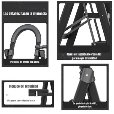ESCALERA DE ACERO LUBABYCAS PLEGABLE CON 4 ESCALONES BY - 5