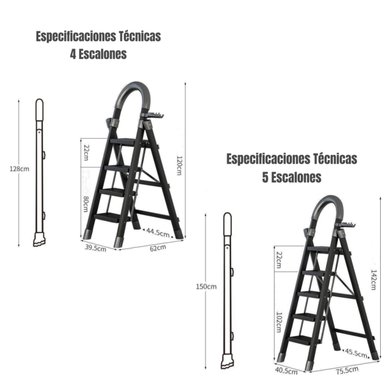 ESCALERA DE ACERO LUBABYCAS PLEGABLE CON 5 ESCALONES BY - 8