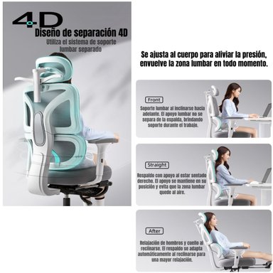 SILLA ESCRITORIO LUBABYCAS W205 NEGRO PREMIUM CON APOYA PIES - 4
