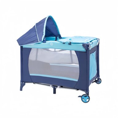 CUNA CORRAL LUBABYCAS MAGIC ACERO AZUL CON MUDADOR MOSQUITERO COLCHÓN - 1