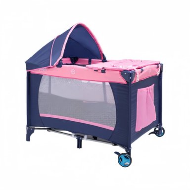 CUNA CORRAL LUBABYCAS MAGIC ACERO ROSADA CON MUDADOR MOSQUITERO COLCHÓN - 1