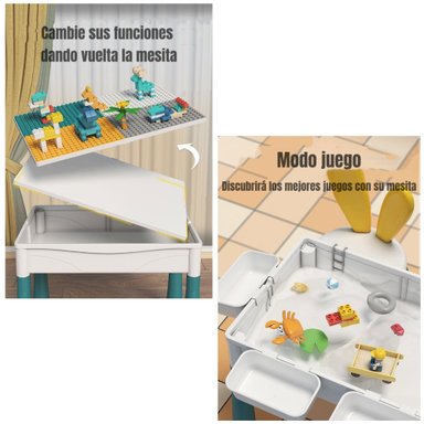MESA DE BLOQUES LUBABYCAS AZUL 346 PIEZAS Y 2 SILLAS BY LUBABYACS - 5