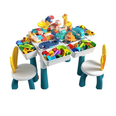 MESA DE BLOQUES LUBABYCAS AZUL 342 PIEZAS Y 2 SILLAS BY LUBABYACS - 1